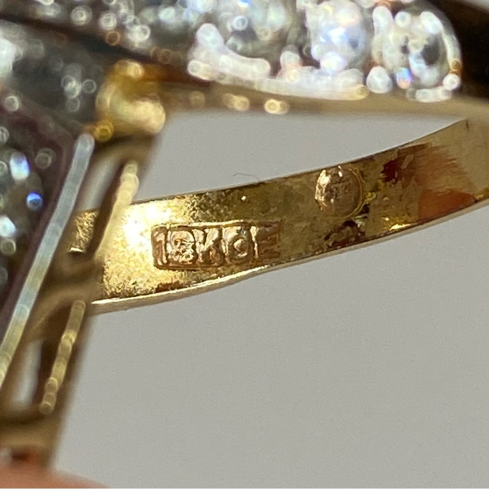 Vintage 18KGE Art Deco Style Emerald Cut Amethyst Crystal Cocktail Ring SZ 7.25 - Picture 8 of 10